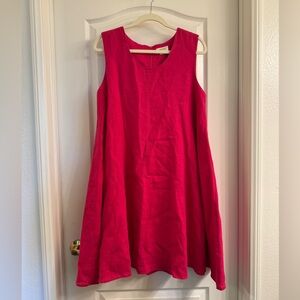 Anthropologie Maeve Vibrant Pink Sleeveless Mini Dress 100% Linen